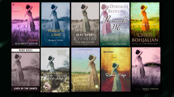 Montage of ten book covers using identical images